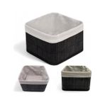 Larskas Deconox Bambu Çok Amaçlı Saklama Kutusu Düzenleyici Kare Organizer, Dekoratif Bambu Düzenleyici Siyah (20X20X13CM)