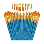 Larskas Hannah 5 Set Sanatçı Fırcası Seti, 10'lu Paket Naylon Fırca, Resim, Akrilik, Ince Fırca, Sulu Boya ve Yüz Boyama, Kendin Yap El Sanatları Için, Mavi, Toplam 50 Fırca - 41 Delft Blue