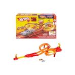 Larskas Hot Wheels Oyuncak Araba ve Pist Seti, 2 Adet 1:64 Ölçekli Metal Araçla Yarış ve Çarpışma, Hot Ones Otoyol Oyun Seti ve Kolayca Birleştirilebilen Pist, JFD11