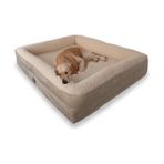 Larskas Jungolica Felix Köpek Yatağı Bej Küçük 55X75 Cm, Visco SÜNGER,%100 Su Geçirmez Alez, Çıkarılabilir Yıkanabilir Kılıf, Kaydırmaz Taban, Teddy Dokulu Kedi & Köpek Minderi