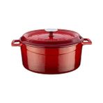 Larskas Lava Döküm Yuvarlak Tencere, Trendy, 28 Cm, 6.71 L Hacim, Kırmızı