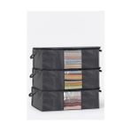 Larskas Orret Home 3'lü Siyah Pencereli Hurç Seti – 64X45X22 cm Bez Kumaş Baza Altı Organizer, Şeffaf Pencereli Hurç, Giysi ve Nevresim Saklama Hurcu