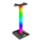 Larskas Rgb Işıklı Kulaklık Tutucu, USB Hub ile Dokunmatik Kontrol ve Kaymaz Taban