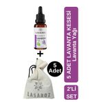 lasaroz 5 Adet Doğal Lavanta Kesesi - Lavanta Yağı 20 ml Avantajlı Set