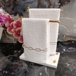Lasetu Zincir ve Sargı Nakışlı Mutfak Havlusu Dekoratif Pamuklu 2 Adet Havlu - 30 x 50 cm - Krem - Beyaz
