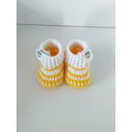 Lastik Modeli Örgü Kız Bebek Patiği