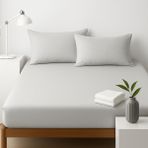 Lastikli Çarşaf Seti 53TEL ( Ebat Seçiniz Battal,çift,tek) - Açık Gri - 180x200