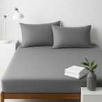 Lastikli Çarşaf Seti 53TEL ( Ebat Seçiniz Battal,çift,tek) - Antrasit - 180x200