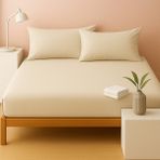 Lastikli Çarşaf Seti 53TEL ( Ebat Seçiniz Battal,çift,tek) - Bej - 180x200