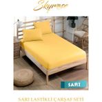 Lastikli Çarşaf Seti 53TEL ( Ebat Seçiniz Battal,çift,tek) - Sarı - 180x200