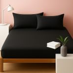 Lastikli Çarşaf Seti 53TEL ( Ebat Seçiniz Battal,çift,tek) - Siyah - 180x200