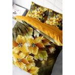 Lastikli Çarşaflı Pamuk Saten Çift Kişilik Yellow Flowers Nevresim Takımı - Foster - 220 x 220 cm
