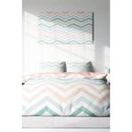 Lastikli Çarşaflı Pamuk Saten Çift Kişilik Zigzag Nevresim Takımı - Foster - 220 x 220 cm