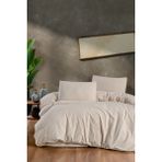 Lastikli Çarşaflı Tek Kişilik Nevresim Takımı Saten Krem - 160 x 220 cm