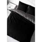 Lastikli Çarşaflıçift Kişilik Deluxe Çift Taraflı Pamuk Ranforce Siyah/gri Nevresim Takımı - Foster - 220 x 220 cm
