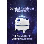 lasttech Galaksi Ambiyans Işığı Projektör 14 Farklı Renk Yıldızlı Galaksi Gökyüzü Ses Efektli Gece Lambası