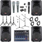 Lastvoice Ample Covering-Paket-4 Aktif Hoparlör ve Mixer Full Ses sistemi seti - Siyah