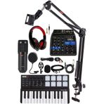 Lastvoice BM800 Stüdyo Ekipmanları Midi Live Paket-1 Ses Kartlı Mikser Midi Klavye Mikrofon Kulaklıklı Ses Kayıt Seti