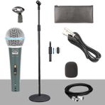 Lastvoice LV-680STM KABLOLU Dinamik Mikrofon Seti (Boy Stand cüzdan Çift Kablo Sünger Tutacak) - Siyah - Paket-3