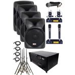 Lastvoice School Paket-4 okul Tören Ses Sistemi Full Set (Hoparlör Anfi Mikrofon Stand)