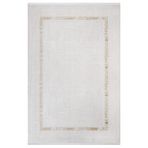 Latarsha Bej Çerçeveli Modern Geometrik Etnik Desenli Boho Makinada Yıkanabilir Hafif Hav Toz Vermez Leke Tutmaz Kaymaz Taban Dijital Makine Baskı Halı Oturma Odası Salon Yolluk Koridor Mutfak Halısı