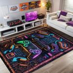 Latte Dizayn Lonca Gamer Halısı Şönil Pamuk Tabanlı Kaymaz Yıkanabilir Gaming Oyuncu Odası Halısı 120x180