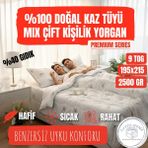 Latte Home %100 Doğal Kaz Tüyü Mix Çift Kişilik Yorgan (195x215) – Premium Series, Ultra Hafif 9 TOG, 2500gr Özel Üretim - 010 - Beyaz - 195 x 215 cm