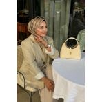Latte Mini Yonca Desen Twill İpek Eşarp