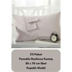 Latte Tekstil Açık Gri Renkli Ranforce Pamuklu Kumaş Kapaklı Yastık Kılıfı 2'li Paket 50X70 cm - 50 x 70 cm