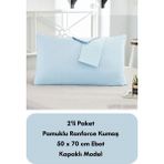 Latte Tekstil Açık Mavi Renkli Ranforce Pamuklu Kumaş Kapaklı Yastık Kılıfı 2'li Paket 50X70 cm - 50 x 70 cm