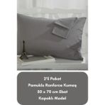 Latte Tekstil Antrasit Renkli Ranforce Pamuklu Kumaş Kapaklı Yastık Kılıfı 2'li Paket 50X70 cm - 50 x 70 cm