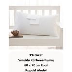 Latte Tekstil Beyaz Renkli Ranforce Pamuklu Kumaş Kapaklı Yastık Kılıfı 2'li Paket 50X70 cm - 50 x 70 cm