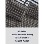 Latte Tekstil Desenli Ranforce Pamuklu Kumaş Kapaklı Yastık Kılıfı 2'li Paket 50X70 cm - Antrasit - 50 x 70 cm