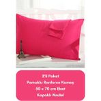 Latte Tekstil Fuşya Renkli Ranforce Pamuklu Kumaş Kapaklı Yastık Kılıfı 2'li Paket 50X70 cm - 50 x 70 cm