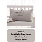Latte Tekstil Gri Renkli Ranforce Pamuklu Kumaş Kapaklı Yastık Kılıfı 2'li Paket 50X70 cm - 50 x 70 cm