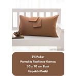 Latte Tekstil Kahve Renkli Ranforce Pamuklu Kumaş Kapaklı Yastık Kılıfı 2'li Paket 50X70 cm - 50 x 70 cm - Kahverengi