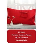 Latte Tekstil Kırmızı Renkli Ranforce Pamuklu Kumaş Kapaklı Yastık Kılıfı 2'li Paket 50X70 cm - 50 x 70 cm