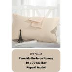 Latte Tekstil Krem Renkli Ranforce Pamuklu Kumaş Kapaklı Yastık Kılıfı 2'li Paket 50X70 cm - 50 x 70 cm