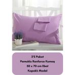 Latte Tekstil Lila Renkli Ranforce Pamuklu Kumaş Kapaklı Yastık Kılıfı 2'li Paket 50X70 cm - 50 x 70 cm