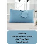Latte Tekstil Mavi Renkli Ranforce Pamuklu Kumaş Kapaklı Yastık Kılıfı 2'li Paket 50X70 cm - 50 x 70 cm