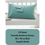 Latte Tekstil Mint Renkli Ranforce Pamuklu Kumaş Kapaklı Yastık Kılıfı 2'li Paket 50X70 cm - 50 x 70 cm