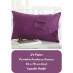 Latte Tekstil Mor Renkli Ranforce Pamuklu Kumaş Kapaklı Yastık Kılıfı 2'li Paket 50X70 cm - 50 x 70 cm
