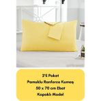 Latte Tekstil Sarı Renkli Ranforce Pamuklu Kumaş Kapaklı Yastık Kılıfı 2'li Paket 50X70 cm - 50 x 70 cm
