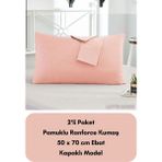 Latte Tekstil Somon Renkli Ranforce Pamuklu Kumaş Kapaklı Yastık Kılıfı 2'li Paket 50X70 cm - 50 x 70 cm