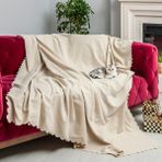 Latuda Concept Kaymaz Koltuk Örtüsü Çift Taraflı Mikrofiber Şönil 175x215 cm Krem – Kedi Köpek ve Çocuk Dostu - 175 x 215 cm