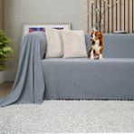 Latuda Concept Kaymaz Koltuk Örtüsü Çift Taraflı Mikrofiber Şönil 175x300 cm Gri – Kedi Köpek ve Çocuk Dostu - 175 x 300 cm - Gri - Mavi