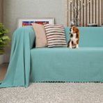 Latuda Concept Kaymaz Koltuk Örtüsü Çift Taraflı Mikrofiber Şönil 175x300 cm Su Yeşili – Kedi Köpek ve Çocuk Dostu - 175 x 300 cm