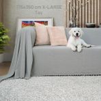 Latuda concept Kaymaz Koltuk Örtüsü Çift Taraflı Mikrofiber Şönil 175X350 cm XLARGE- Taş – Kedi Köpek ve Çocuk Dostu - 175 x 350 cm