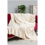 Latuda Concept Koltuk Örtüsü | Çekyat Örtüsü | Koltuk Şalı 175x215 Mikrofiber Şönil Çift Taraflı Kaymaz | Ekru