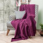 LATUDA CONCEPT - Koltuk Örtüsü Şönil Jakarlı Desen Kaymaz Çekyat Örtüsü ve Koltuk Şalı Mürdüm 175x215